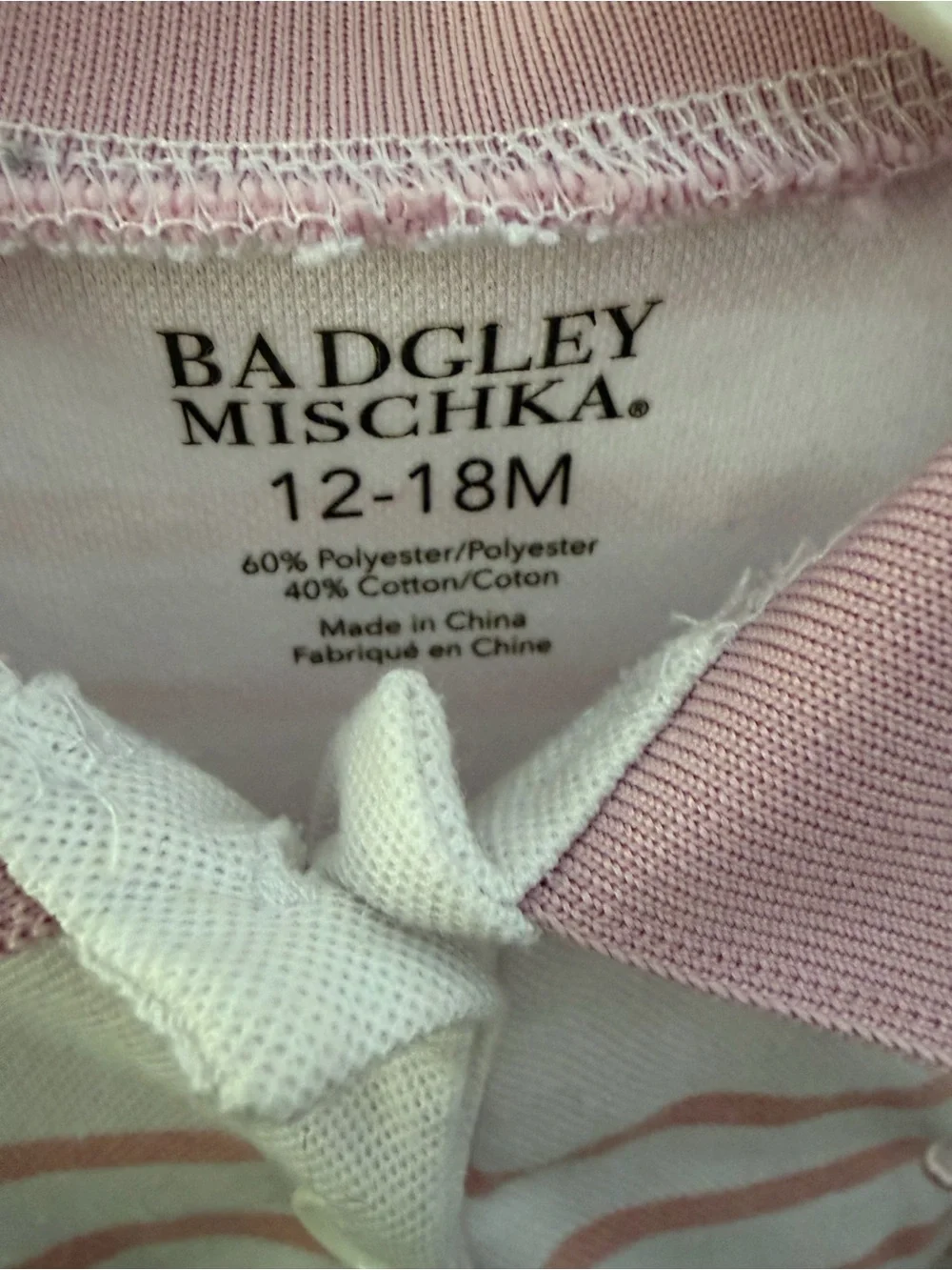Badgley Mischka Pink & White Striped Polo Dress